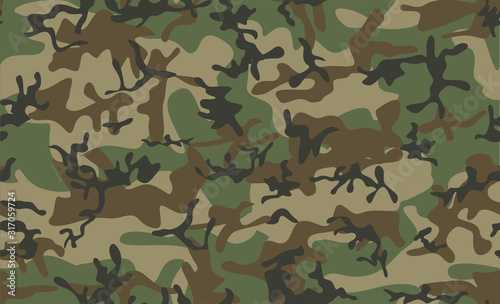 Classic camouflage seamless pattern. Green brown black olive colors forest texture. Abstract vector seamless como. Vector abstract illustration. Сamouflage texture in the forest