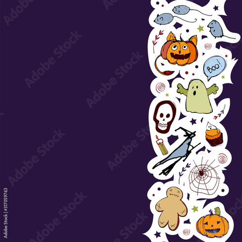 Vector handdrawn illustration. Halloween card, poster, banner invitation EPS 10