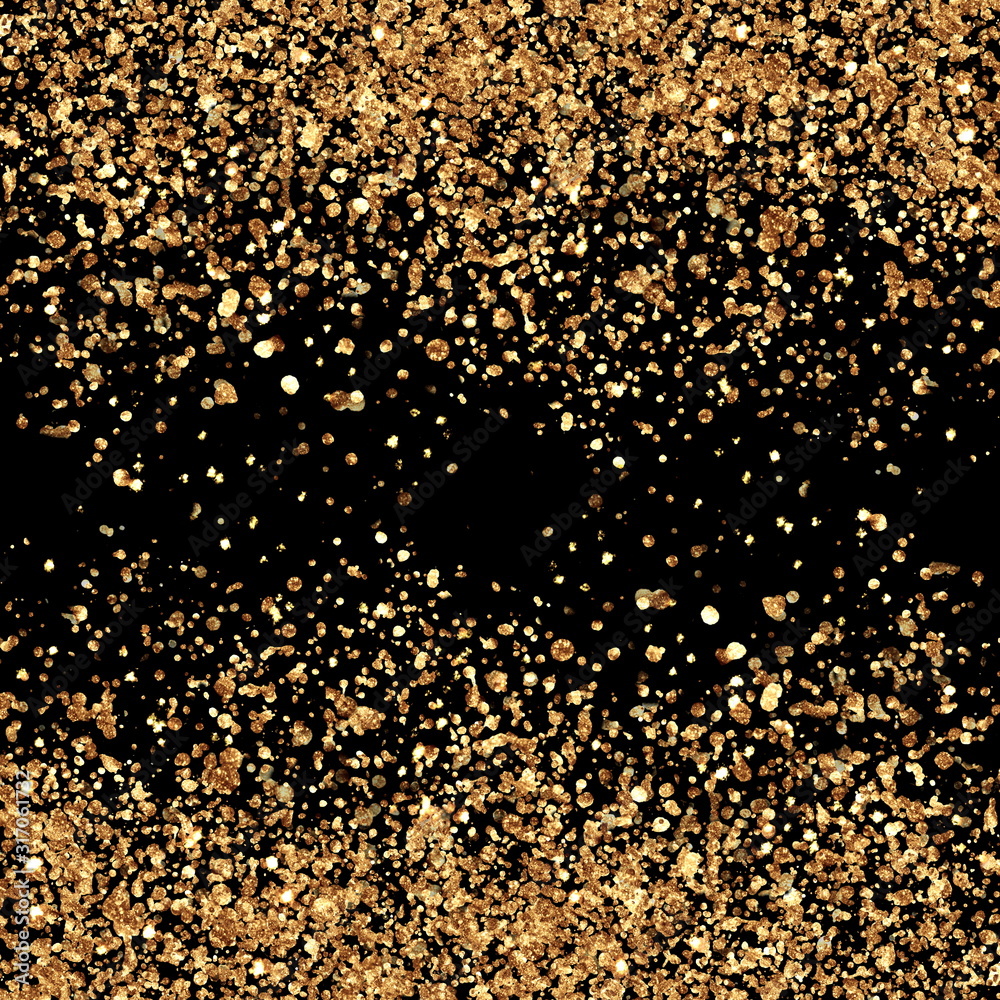 Gold luxury glittering abstract background on black