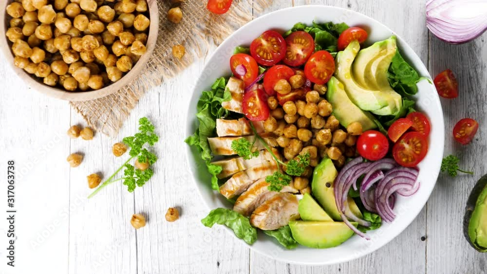 mixed vegetable salad with grilled chicken fillet mixed vegetable salad with grilled chicken fillet