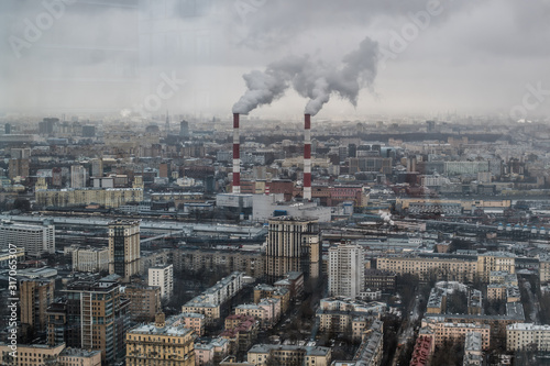 View of the capital of Russia Moscow in city center from the windows of Moscow City