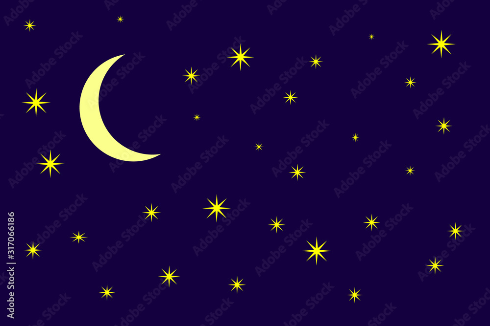 Obraz premium Starry sky with a month in the background