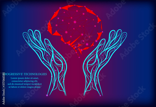 The human brain between two human hands Fototapet