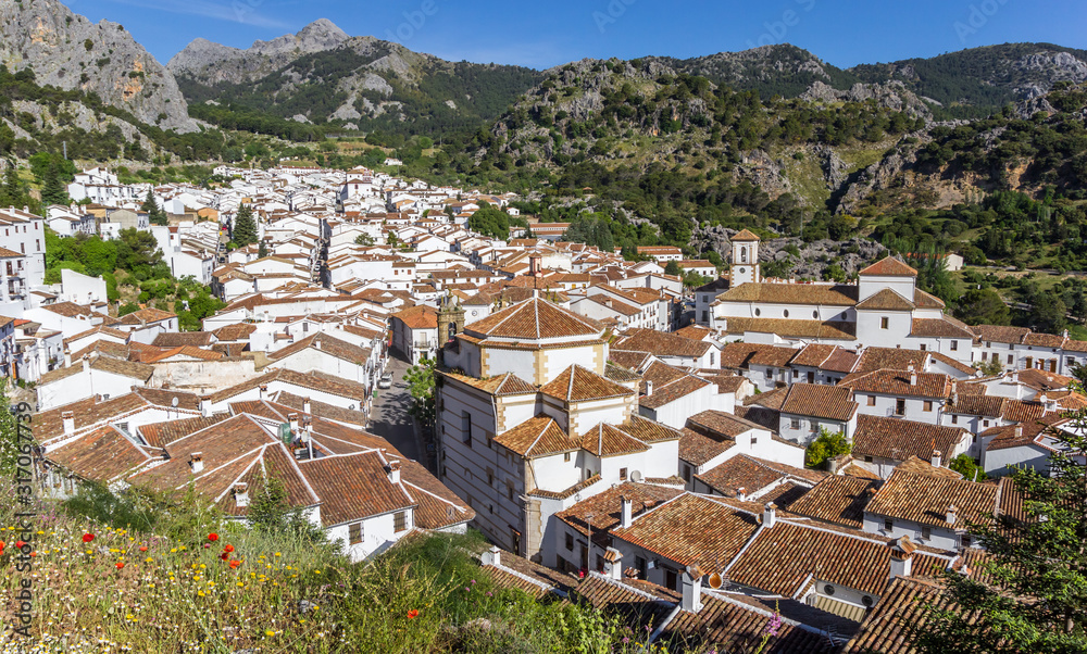 Rooftops of the old village Grazalema in the national park, Spain