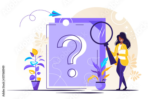 Question mark on document. Business