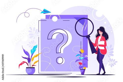 Question mark on document. Business