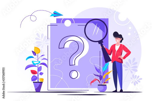 Question mark on document. Business