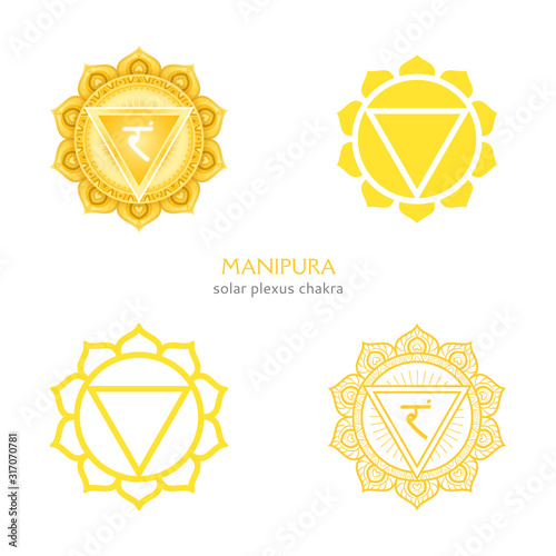 Manipura, solar plexus chakra symbol. Colorful mandala. Vector illustration