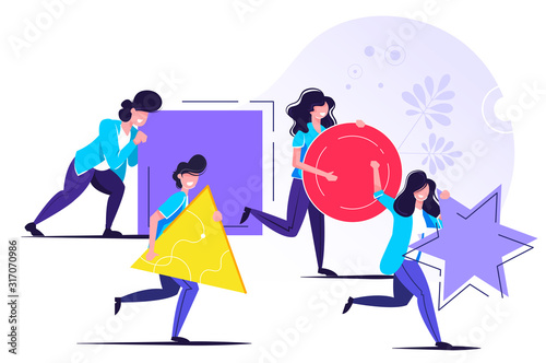 Businessman pushing sphere and leading 
