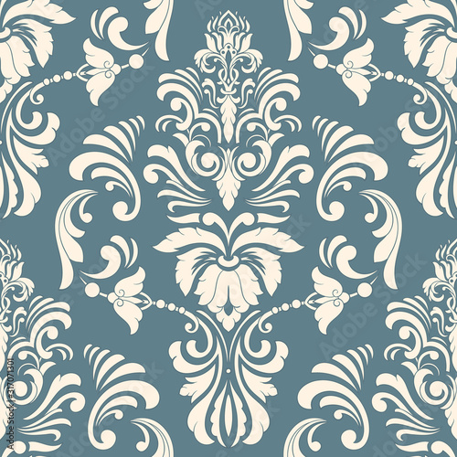 Vector damask seamless pattern element. Classical luxury old fashioned damask ornament, royal victorian seamless texture for wallpapers, textile, wrapping. Exquisite floral baroque template.