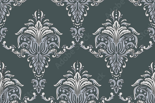 Vector damask seamless pattern element. Classical luxury old fashioned damask ornament, royal victorian seamless texture for wallpapers, textile, wrapping. Exquisite floral baroque template.