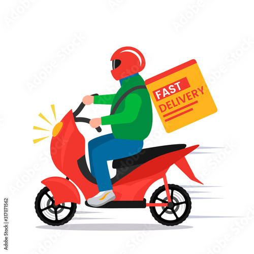 A guy on a moped quickly delivers the ordered goods.