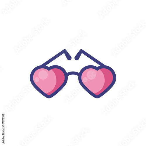 Isolated hearts glasses vector design