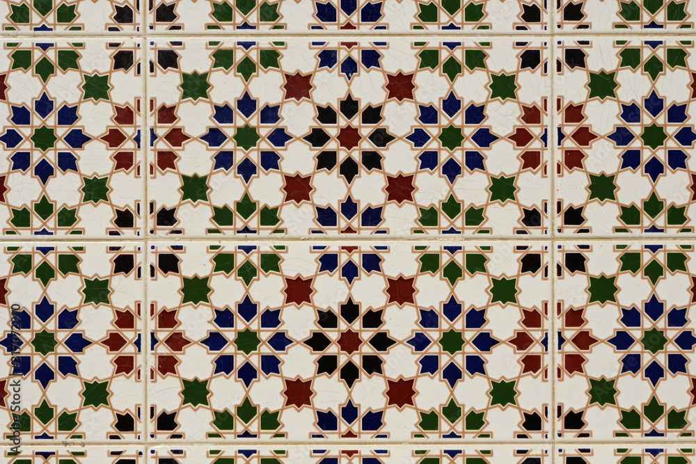 Typical moorish / andalusian tile pattern on a wall; Spain, Europe