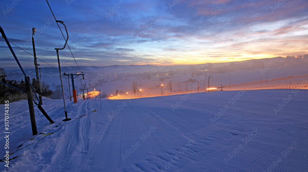 Beautiful winter scenery in Bukowina Tatrzanska
