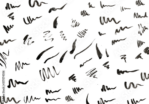 Big collection of different eyeliner strokes on white background	 photo