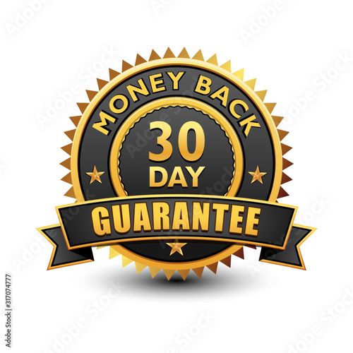 Obraz na plátně Secured 30 day money back guarantee golden badge