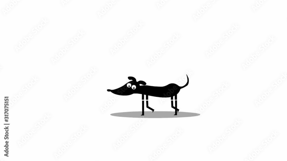Funny walking dog, Cartoon animation. Seamless loop.