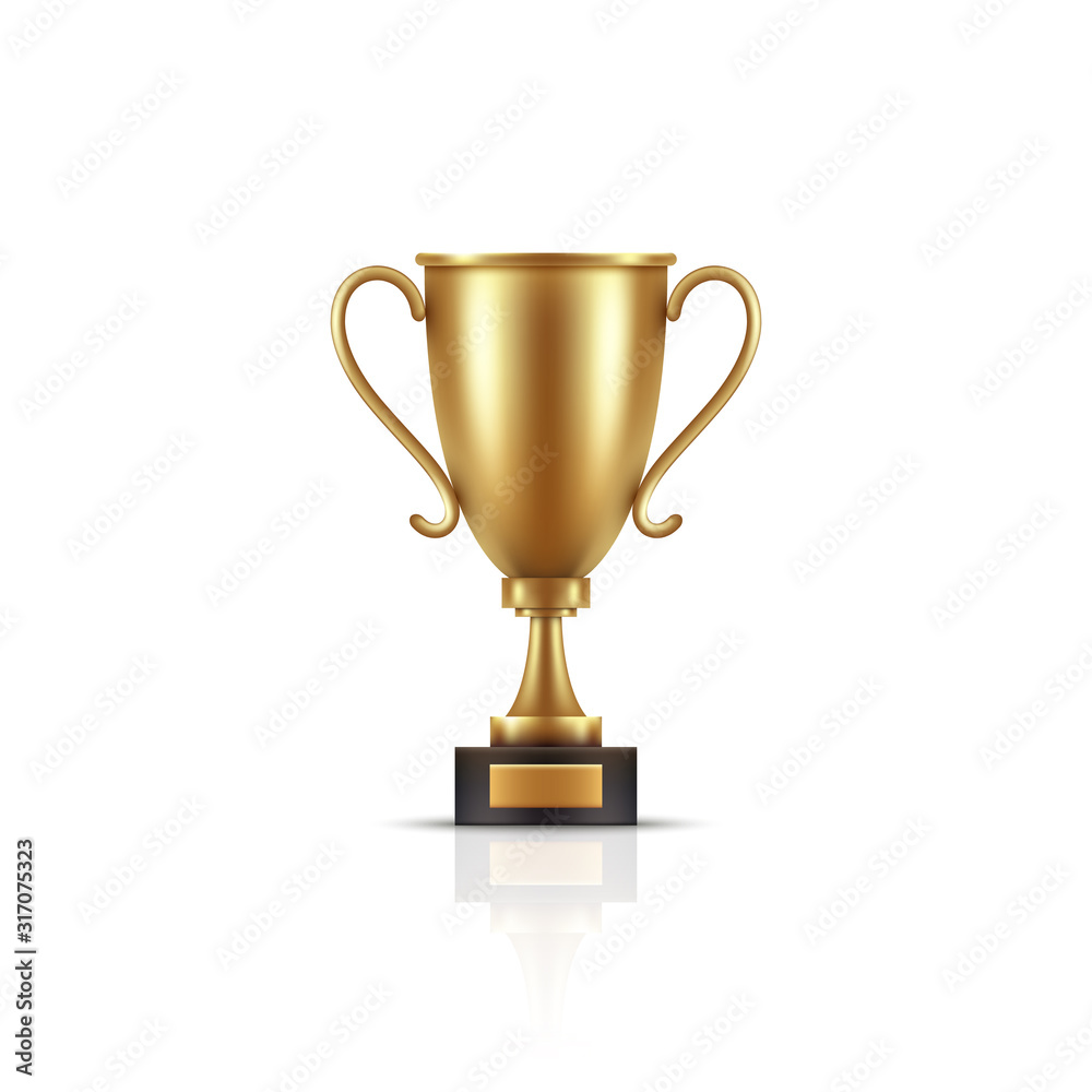 Realistic, golden cup object isolated, Symbol of victory and success. Vector illustration. Realistic, golden cup object isolated, Symbol of victory and success. Vector illustration.