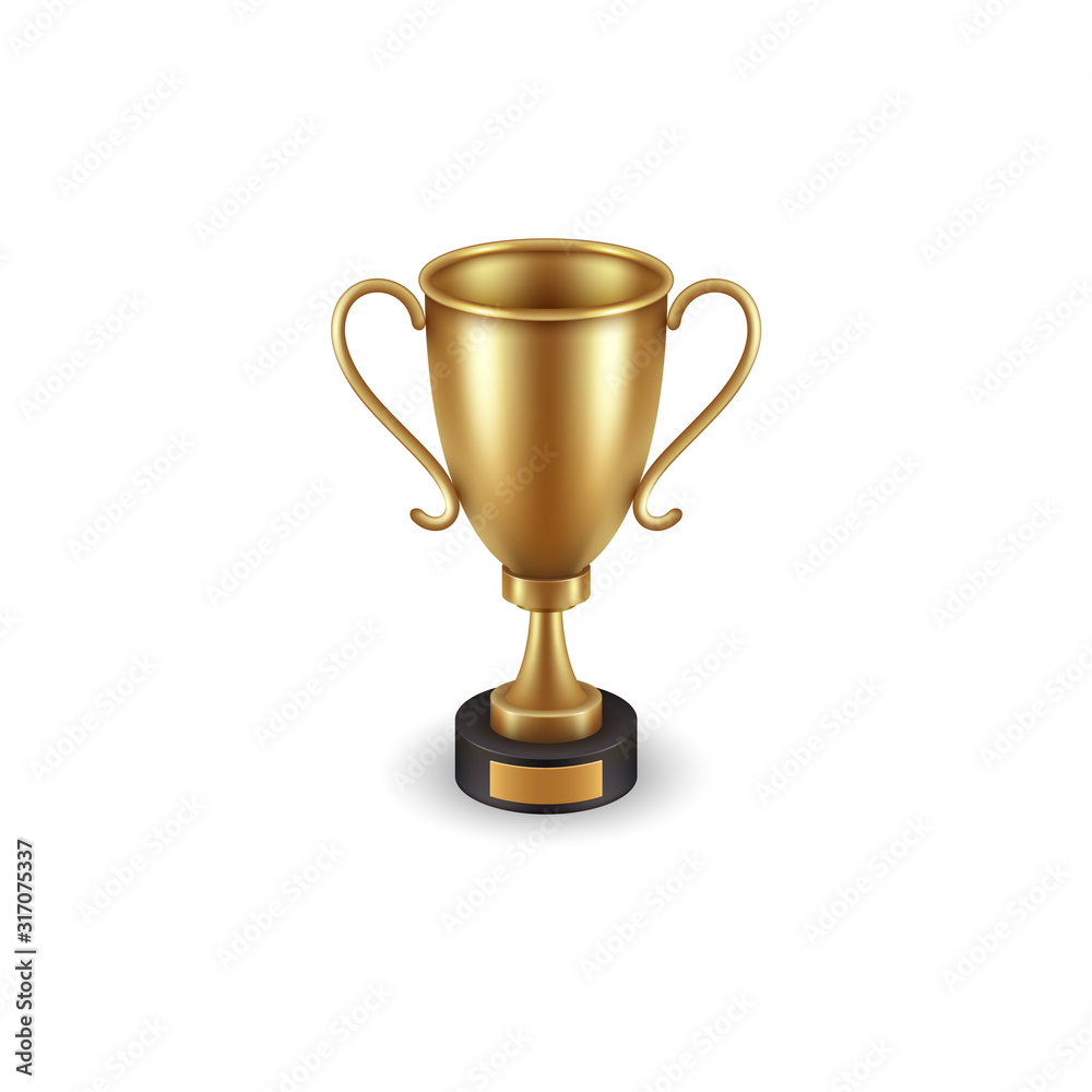 Realistic, golden cup object isolated, Symbol of victory and success. Vector illustration. Realistic, golden cup object isolated, Symbol of victory and success. Vector illustration.