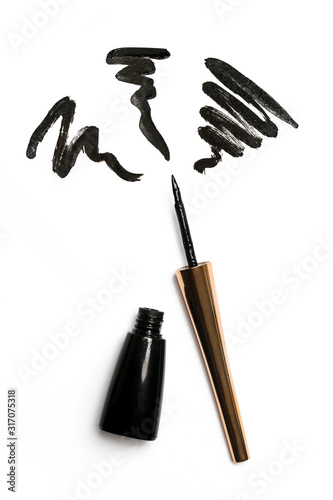Fotografie, Obraz Black liquid eyeliner isolated on white background