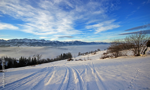 Beautiful winter scenery in Bukowina Tatrzanska