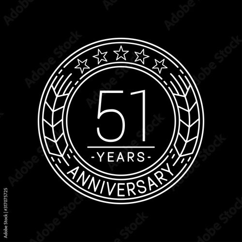 51 years anniversary logo template. 51st line art vector and illustration.