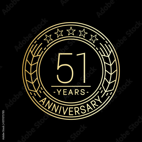 51 years anniversary logo template. 51st line art vector and illustration.