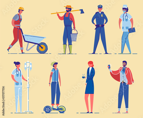 Diverse Professional Occupation Characters Set.
