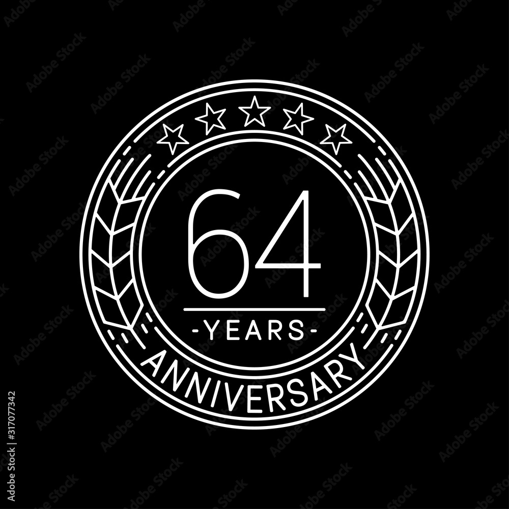 64 years anniversary logo template. 64th line art vector and illustration. 64 years anniversary logo template. 64th line art vector and illustration.