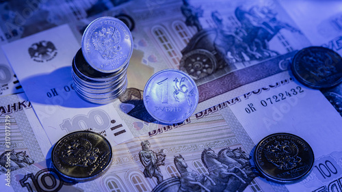 Russian ruble, one ruble, coat of arms, symbolism, bill