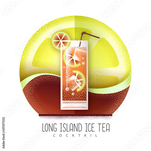 Vector illustration of long island cocktail icon. Grainy texture design