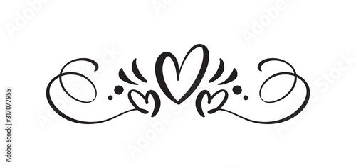 Heart love sign logo. Design flourish element valentine card for divider. Vector illustration. Infinity Romantic symbol wedding. Template for t shirt, card, poster
