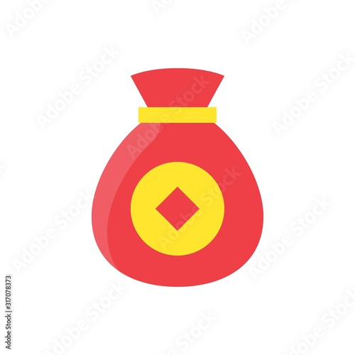 china new year related coins sack vector in flat design