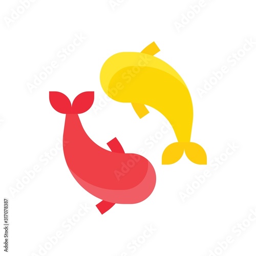 china new year related carps or fish vector in flat design