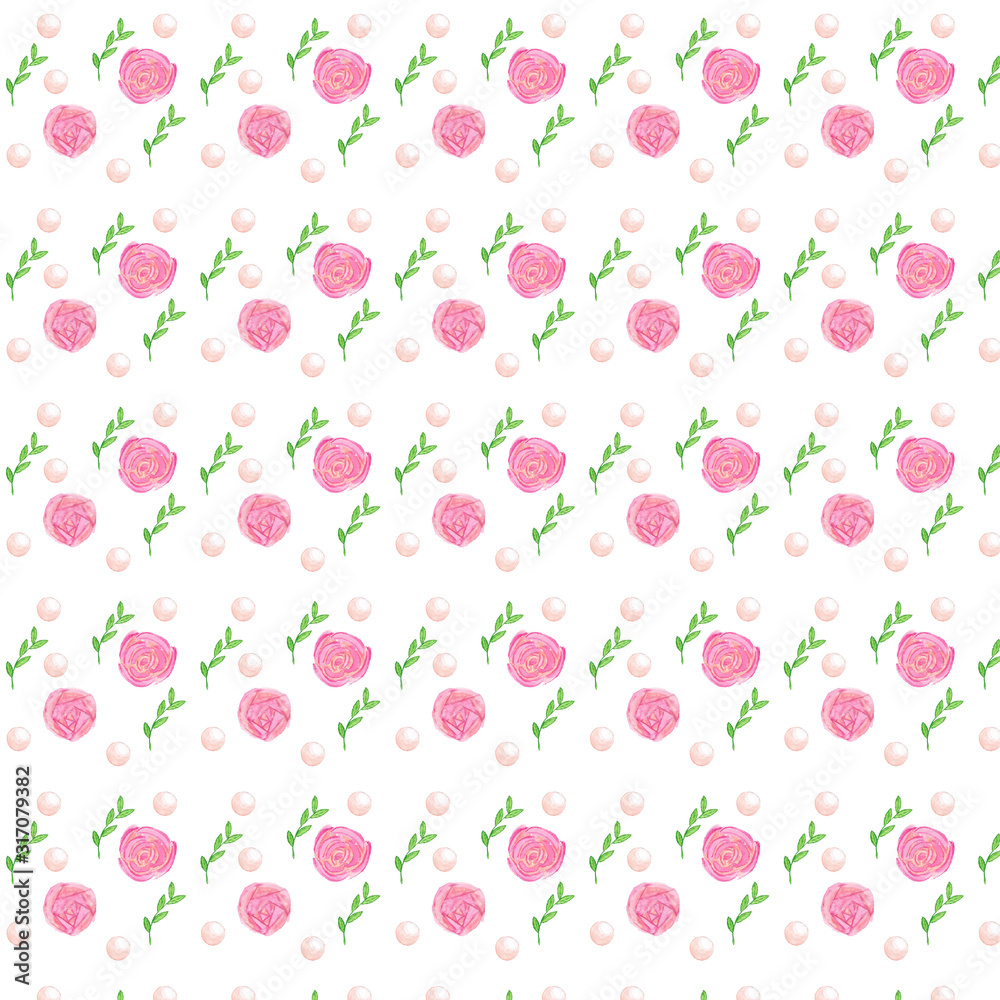 Background  pink rose and  beige pearl