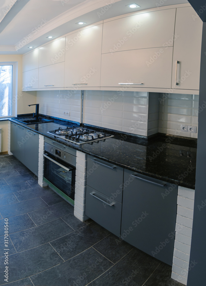 Fototapeta premium Cabinet furniture for the kitchen, a modern interior for small rooms