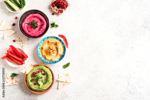 Colorful Dips Hummus
