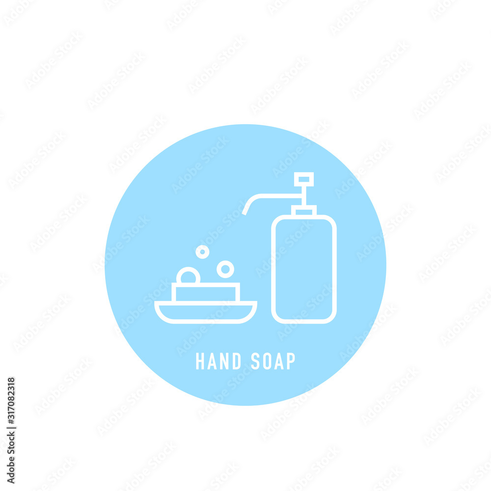 Hand soap icon in line style on white background. Vector Hand soap icon in line style on white background. Vector