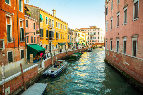 Romantic canal in center of Venice.Beautiful and romantic streets of Venice, Beautiful photos of Venice.