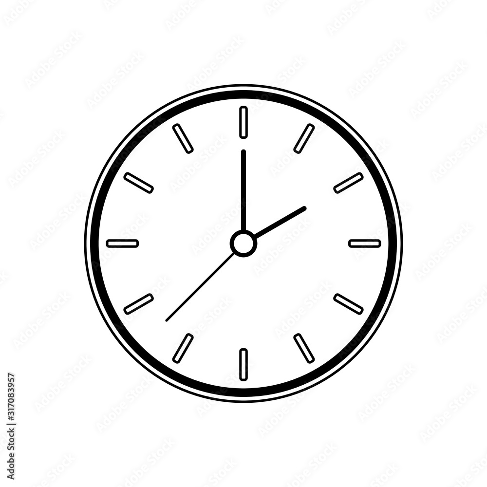 Clock in round frame, Vector sign black and white Clock in round frame, Vector sign black and white