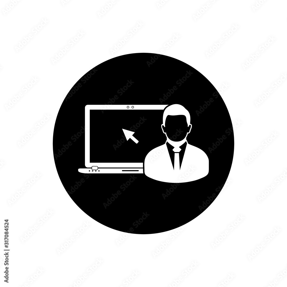 Computer user Icon. Rounded Button style vector EPS. Computer user Icon. Rounded Button style vector EPS.