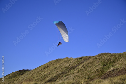 Parapente on the beach in Zoutelande,, The Netherlands