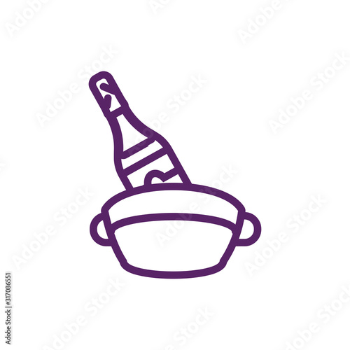 Isolated wine bottle inside ice bucket vector design