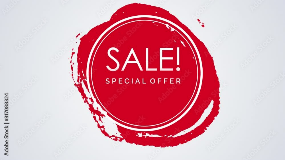 Watercolor round brush and geometric animated sale badge on white and transparent background Watercolor round brush and geometric animated sale badge on white and transparent background