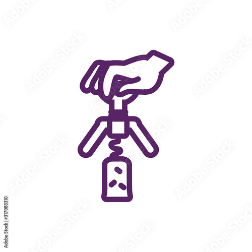 Isolated hand with wine corkscrew vector design