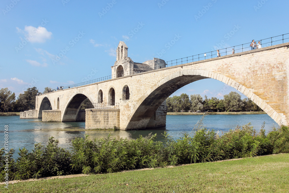 landscape of Pont d'Avignon bridge in Avignon 