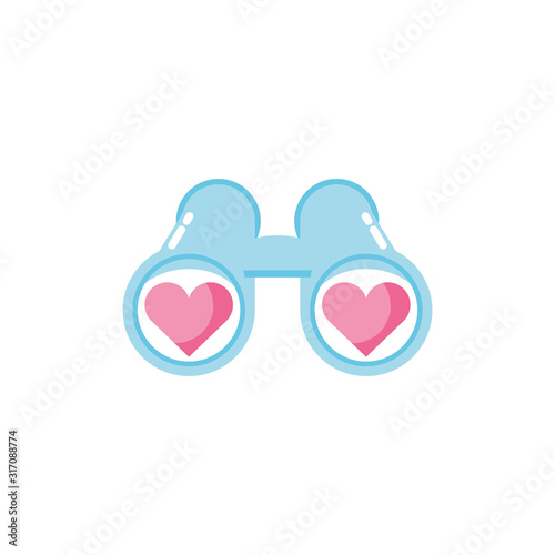 Isolated hearts and binoculars vector design