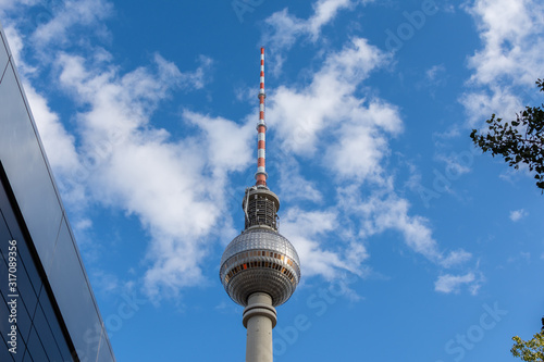 View of the television tower in central Berlin , Alexanderplatz
