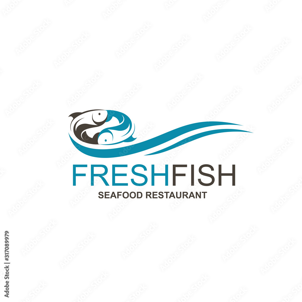 abstract fish icon for restaurant menu design isolated on white background abstract fish icon for restaurant menu design isolated on white background